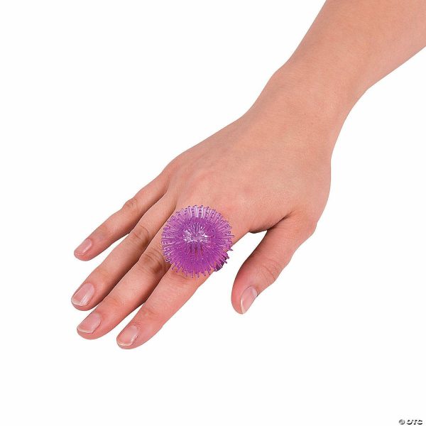 Rings |   1 3/4″ Pink, Purple, Blue & Yellow Flashing Spike Rings – 12 Pc. Glow in the Dark Products Rings