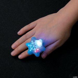 Rings |   Flashing Snowflake Light-Up Rings – 12 Pc. Glow in the Dark Products Rings