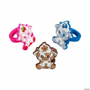 Rings |   Ice Cream Cow Animals Rubber Rings – 24 pc. Glow in the Dark Products Rings