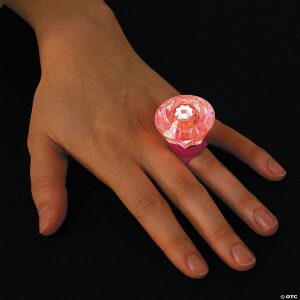 Rings |   Kids’ Light-Up Diamond-Shaped Rings – 12 Pc. Glow in the Dark Products Rings