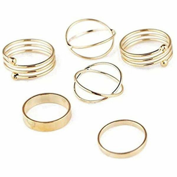 Rings |   Maya’s Grace Midi Rings, Stackable Rings for Women, Boho and Knuckle Rings, Aesthetic Jewelry 6 Pcs Rings Set in Gold and Silver Glow in the Dark Products Rings