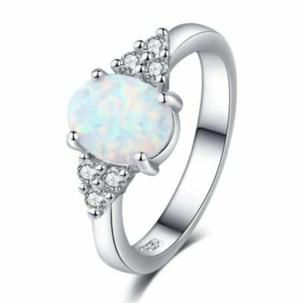 Rings |   Maya’s Grace Silver Genuine Opal Ring with Rhinestones – Size 10 Glow in the Dark Products Rings