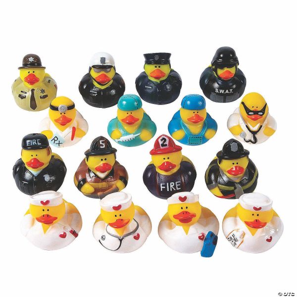 Rubber Duckies |   2″ – 2 1 2″ Bulk 48 Pc. Community Helper Vinyl Rubber Ducks Assortment Novelty Toys Rubber Duckies