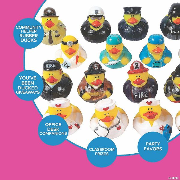 Rubber Duckies |   2″ – 2 1 2″ Bulk 48 Pc. Community Helper Vinyl Rubber Ducks Assortment Novelty Toys Rubber Duckies