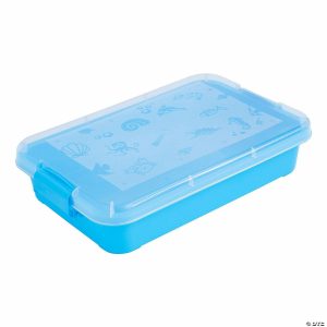 Sandboxes & Sand Toys |   14 3/4″ x 10″ Blue Plastic Sand Play & Storage Tray with Lid Outdoor Toys Sandboxes & Sand Toys