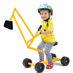 Sandboxes & Sand Toys |   Costway Heavy Duty Kid Ride-on Sand Digger Digging Scooper Excavator for Sand Toy Yellow Outdoor Toys Sandboxes & Sand Toys