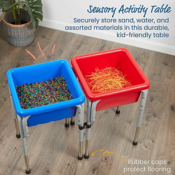 Sandboxes & Sand Toys |   ECR4Kids 2-Station Sand and Water Adjustable Play Table, Blue/Red Outdoor Toys Sandboxes & Sand Toys