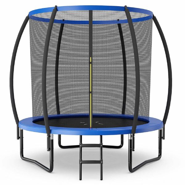 Sporting Goods |   8FT Recreational Trampoline w/ Ladder Enclosure Net Safety Pad Outdoor Blue Outdoor Toys Sporting Goods