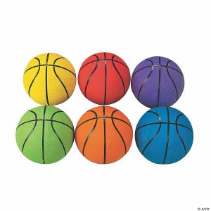 Sporting Goods |   Inflatable 9 1/2″ Rainbow Solid Color Rubber Basketballs – 6 Pc. Outdoor Toys Sporting Goods