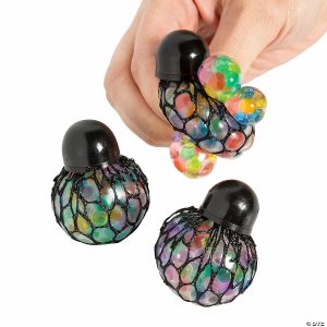 Stress Balls & Toys |   1 1/2″ Mini Mesh Bright Multicolor Gel Bead Stress Balls – 24 Pc. Novelty Toys Putty & Squishy Toys