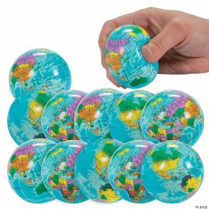 Stress Balls & Toys |   2 1/2″ Multicolored Globe Foam Stress Balls – 12 Pc. Novelty Toys Stress Balls & Toys