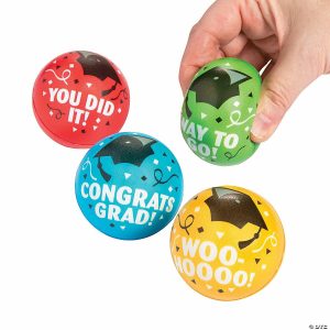 Stress Balls & Toys |   2 1/4″ Graduation Sayings Multicolor Foam Stress Balls – 12 Pc. Novelty Toys Stress Balls & Toys