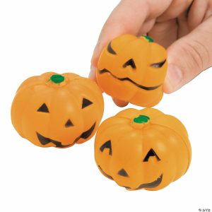 Stress Balls & Toys |   2″ Mini Orange Jack-O&’-Lantern Squeeze Foam Stress Toys – 24 Pc. Novelty Toys Stress Balls & Toys