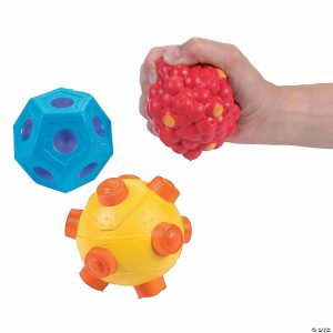 Stress Balls & Toys |   3 1/2″ Textured Blue, Red & Yellow Foam Stress Toys – 12 Pc. Novelty Toys Stress Balls & Toys