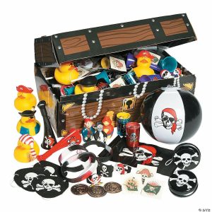 Toy Assortments |   12″ x 7 1 4″ x 6″ Bulk 100 Pc. Pirate Treasure Chest Toy Assortment Novelty Toys Toy Assortments