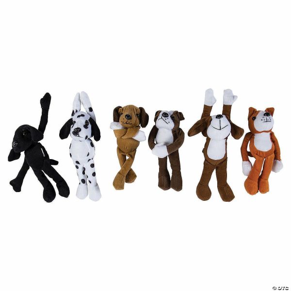 Toy Assortments |   9 1/2″ – 10 1 2″ Bulk 72 Pc. Long Arm Black, White & Brown Stuffed Dogs Novelty Toys Plush Toys