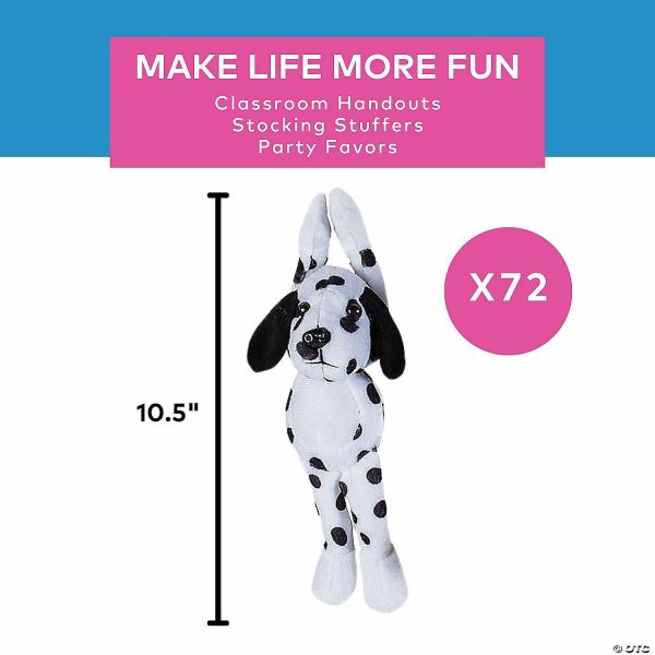 Toy Assortments |   9 1/2″ – 10 1 2″ Bulk 72 Pc. Long Arm Black, White & Brown Stuffed Dogs Novelty Toys Plush Toys