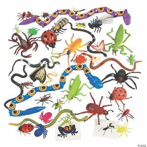 Toy Assortments |   Bulk 100 Pc.Creepy Crawly Bugs & Reptile Toy Assortment Novelty Toys Toy Assortments