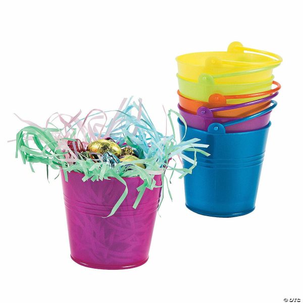 Trampolines |   3 1/4″ Mini Bright Pink, Orange, Yellow, Green & Blue Plastic Favor Pails – 12 Pc. Outdoor Toys Sandboxes & Sand Toys