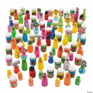 Trampolines |   Mega Bulk 100 Pc. Plastic Bubble Bottle Assortment with Wands Bubbles Bubbles