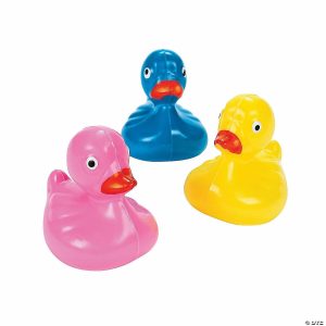 Dominoes & Tile Games |   2 3/4″ Bright Pink, Blue & Yellow Weighted Floating Plastic Ducks – 12 Pc. Dominoes & Tile Games Dominoes & Tile Games