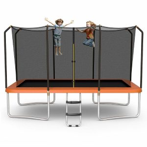 Sporting Goods |   8 x 14 FT Rectangular Recreational Trampoline W/ Safety Enclosure Net Ladder Outdoor Orange Outdoor Toys Sporting Goods