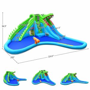 Dominoes & Tile Games |   Costway Inflatable Kid Bounce House Dual Slide Climbing Wall Splash Pool w/Bag Dominoes & Tile Games Dominoes & Tile Games