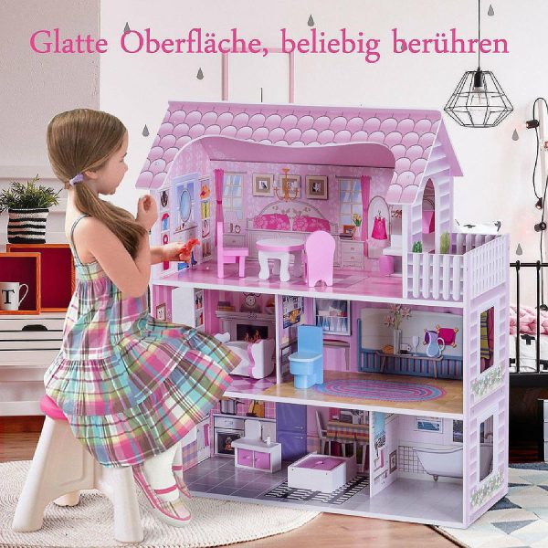 Dolls & Dollhouses |   28” Pink Dollhouse w/ Furniture Gliding Elevator Rooms 3 Levels Young Girls Toy Dolls & Dollhouses Dolls & Dollhouses