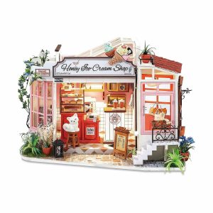 Dolls & Dollhouses |   3D DIY Wooden Miniature Handmade Dollhouse – Light Music Bar With Furnitures Toys Gift – Mini Ice Cream Shop Gift for Kids Adult – Style DG148 Dolls & Dollhouses Dolls & Dollhouses