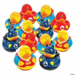 Rubber Duckies |   2″ Red, Green & Blue Superhero Characters Rubber Ducks – 12 Pc. Novelty Toys Rubber Duckies